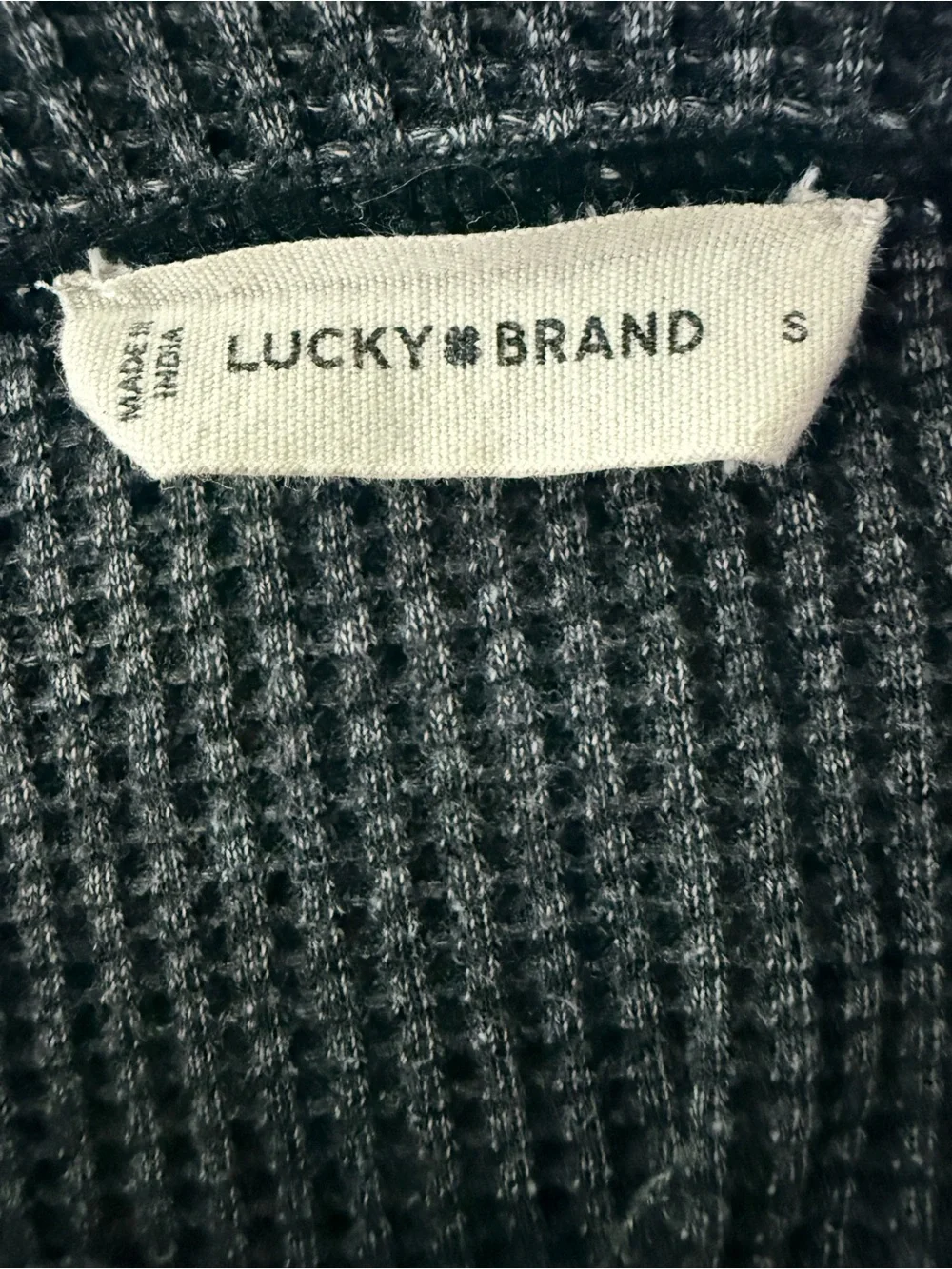 Lucky Brand Charcoal Waffle Knit Henley Long-Sleeve Top - Picture 6 of 7